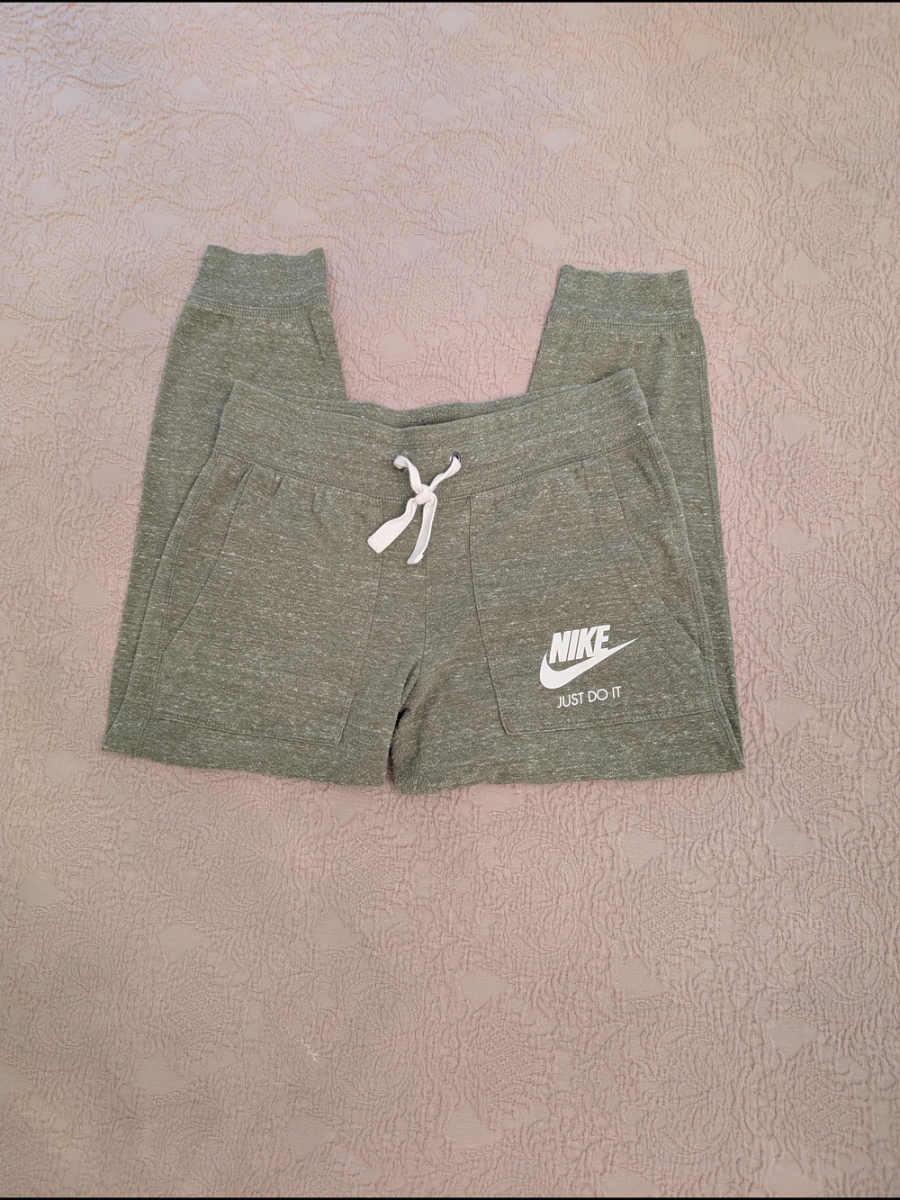 Nike Olive Green Logo Capri Sweatpant  with Drawstring